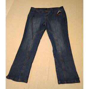 Essentials by ABS Women Medium Wash Straight Leg Jeans Zipper Hem Size 16 NWT